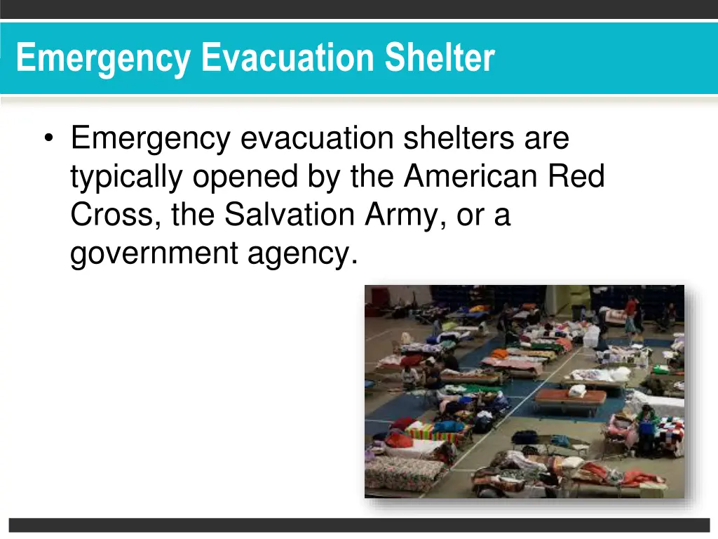 emergency evacuation shelter