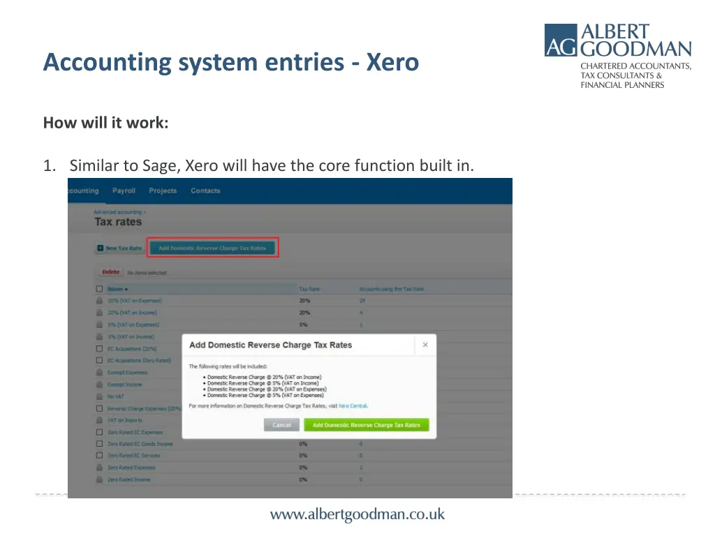 accounting system entries xero