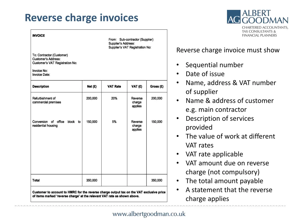 reverse charge invoices