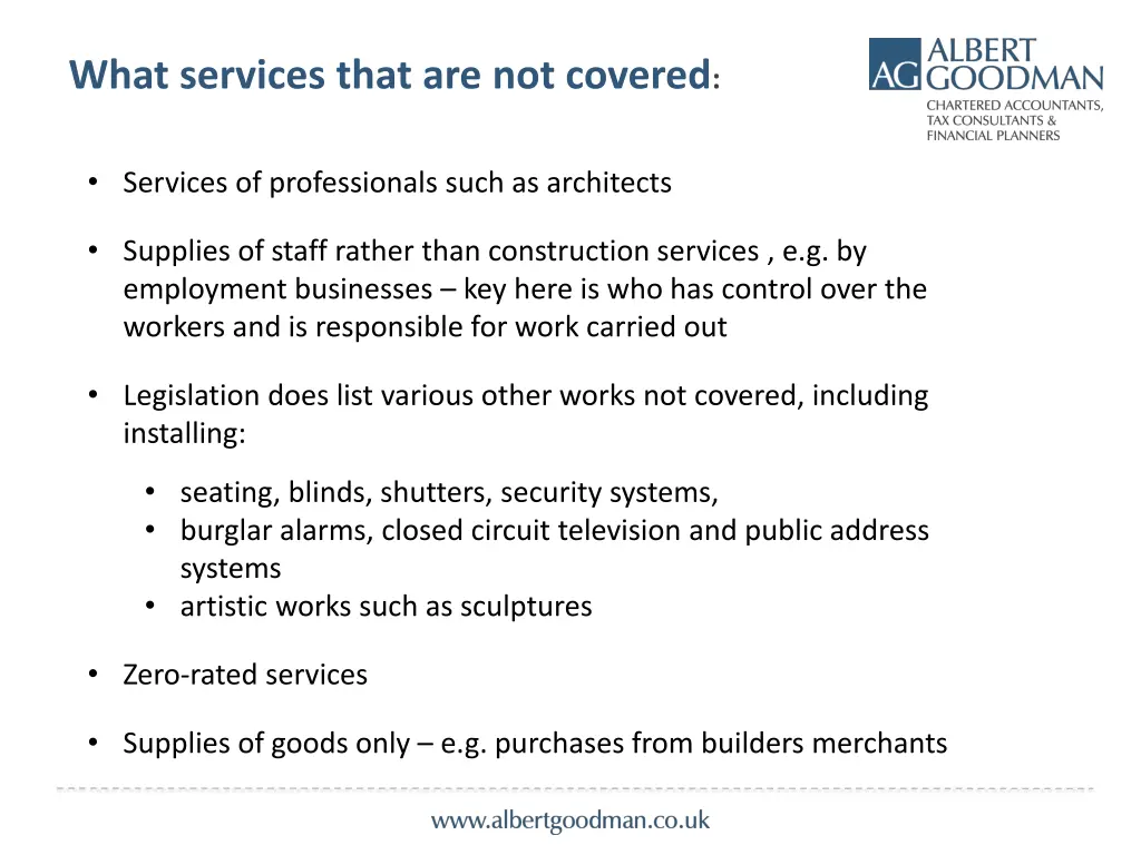 what services that are not covered