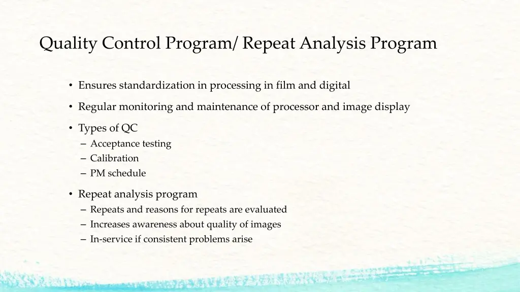 quality control program repeat analysis program