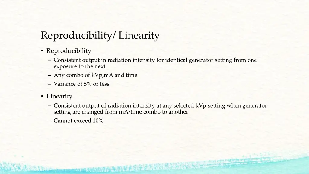 reproducibility linearity