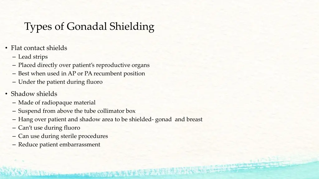 types of gonadal shielding