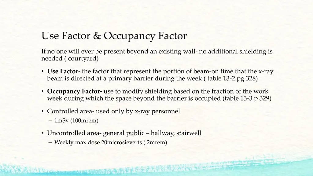 use factor occupancy factor