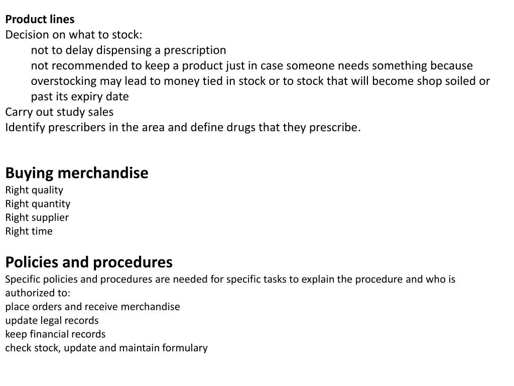 product lines decision on what to stock