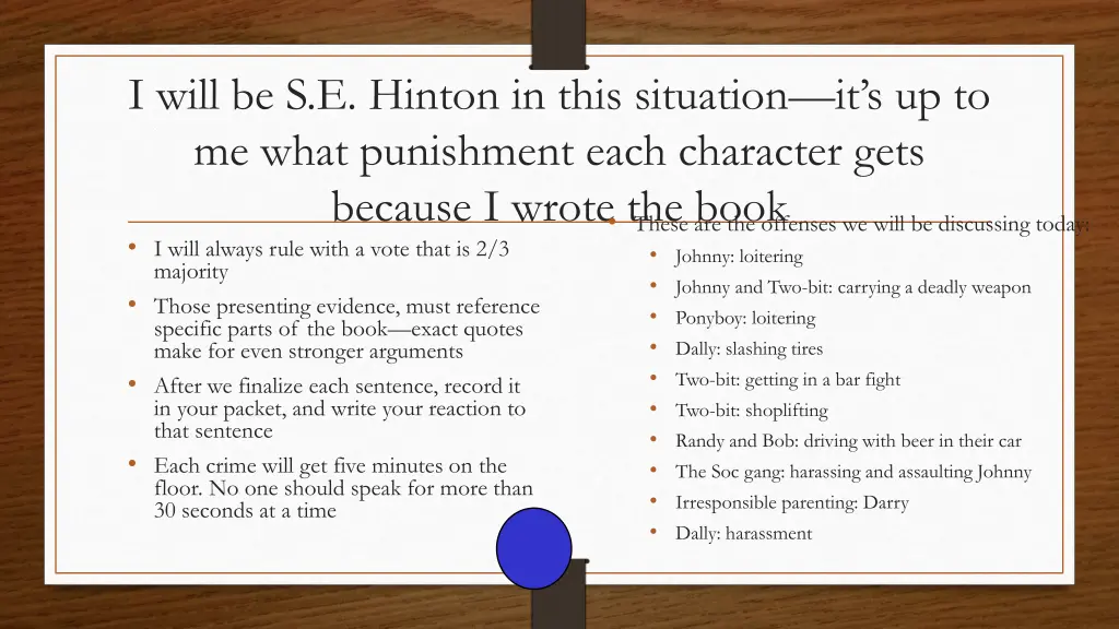 i will be s e hinton in this situation