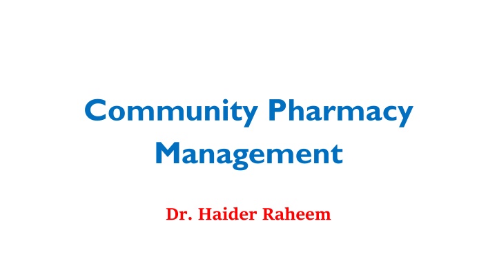 community pharmacy management