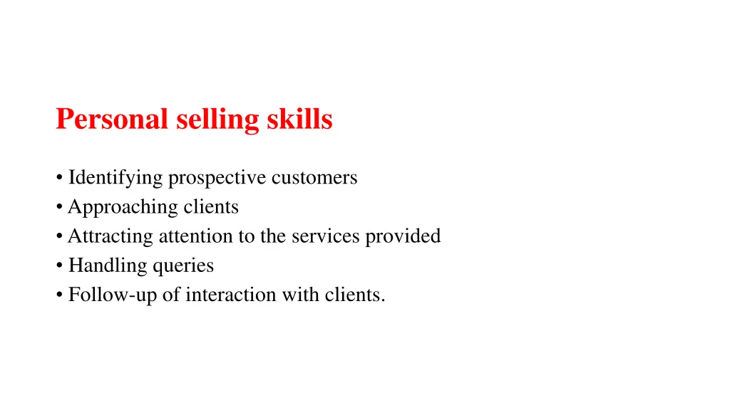 personal selling skills