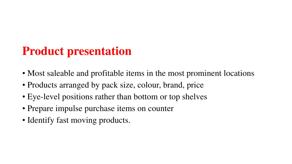 product presentation