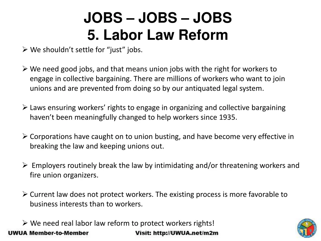 jobs jobs jobs 5 labor law reform we shouldn