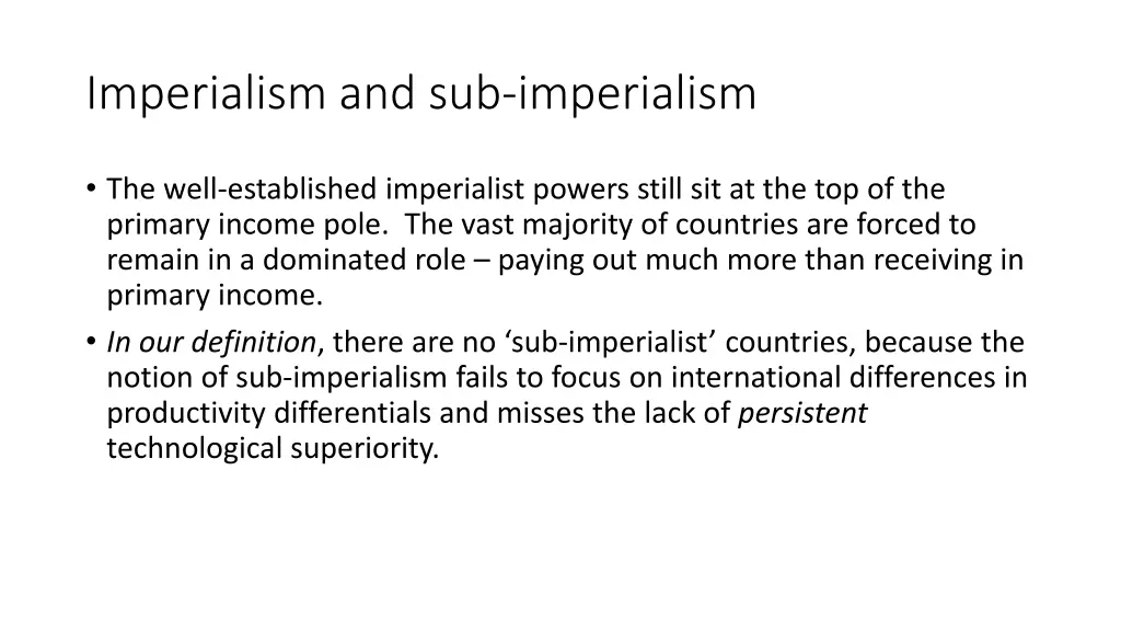 imperialism and sub imperialism