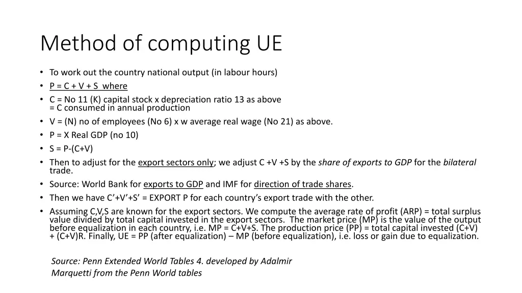 method of computing ue