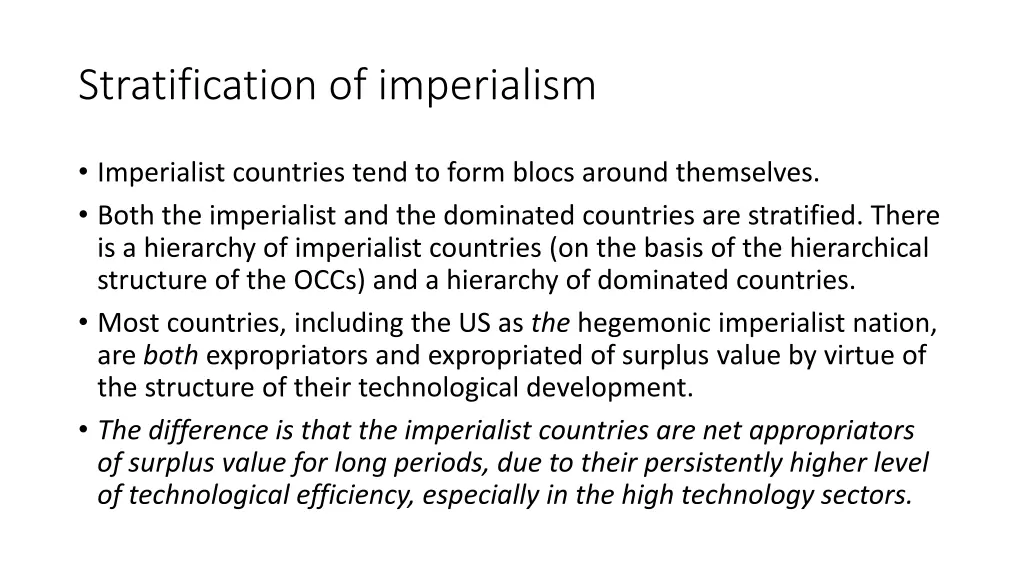 stratification of imperialism