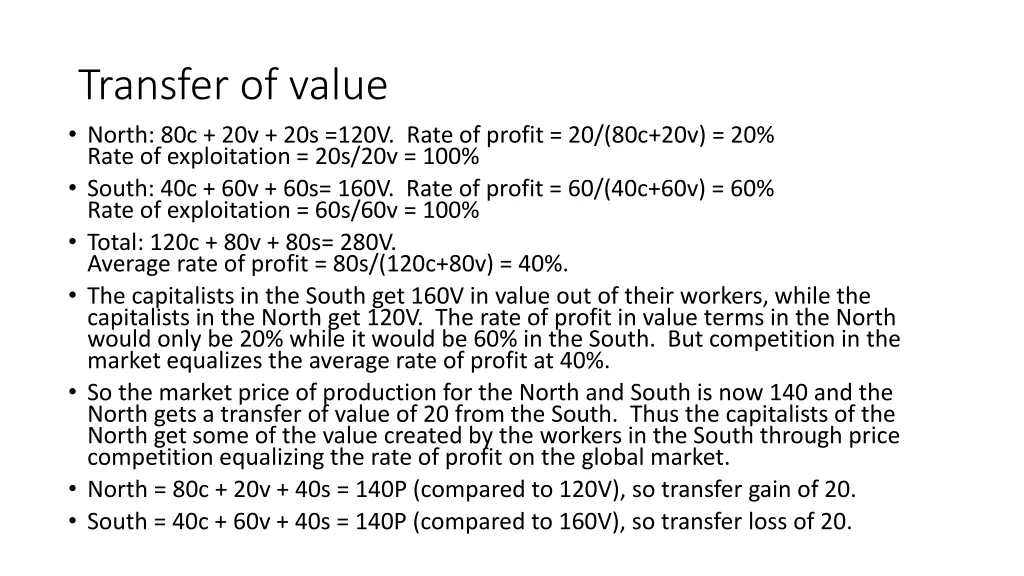 transfer of value north 80c 20v 20s 120v rate