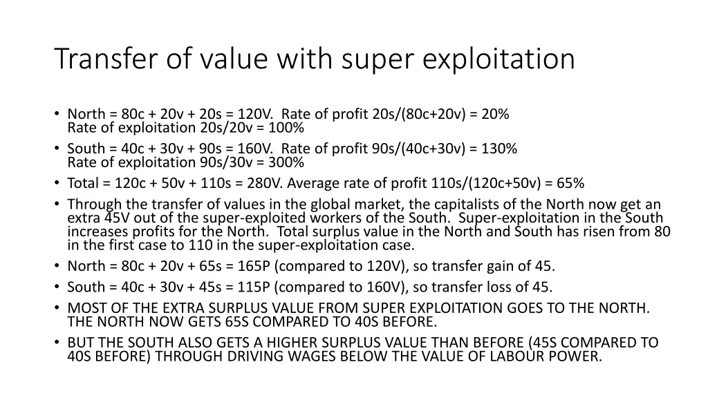 transfer of value with super exploitation