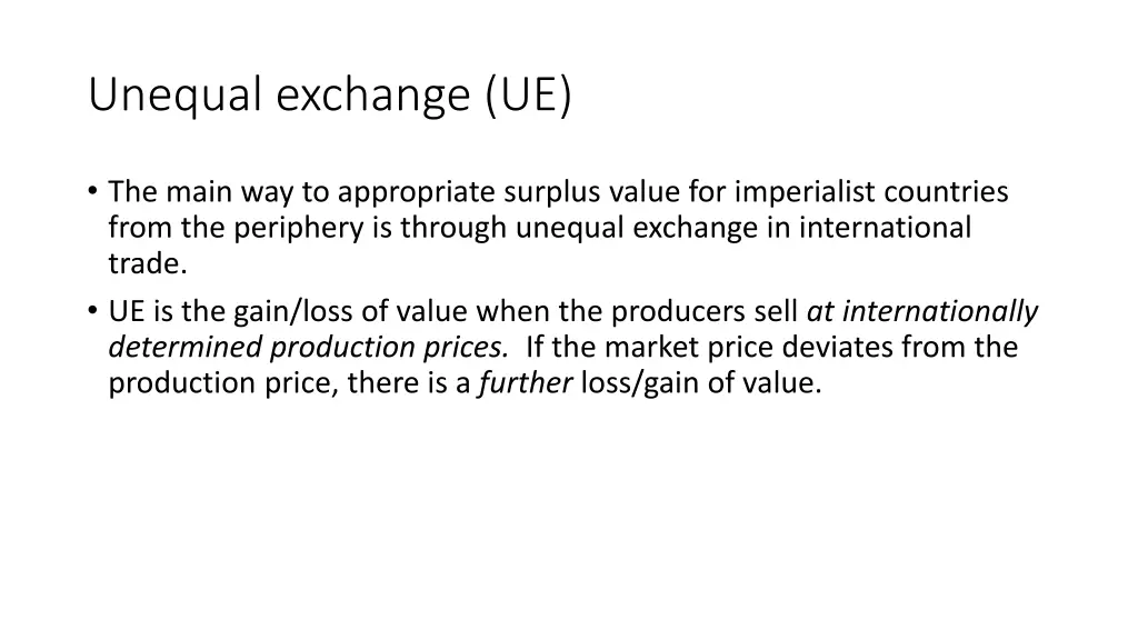 unequal exchange ue