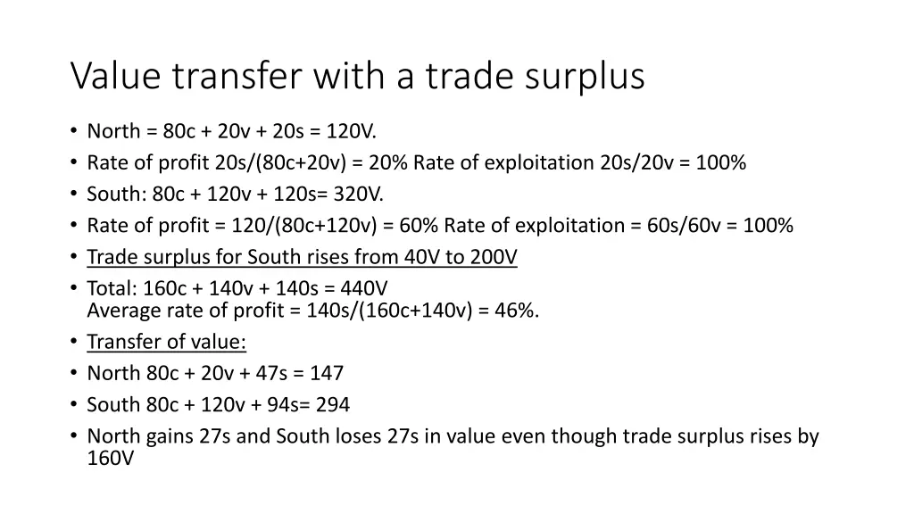 value transfer with a trade surplus