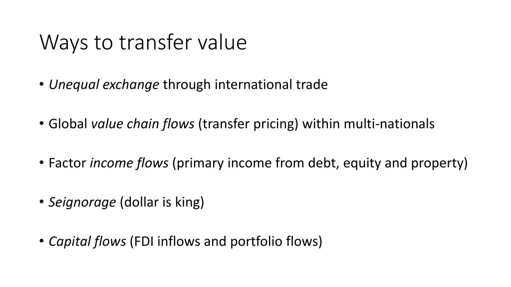 ways to transfer value