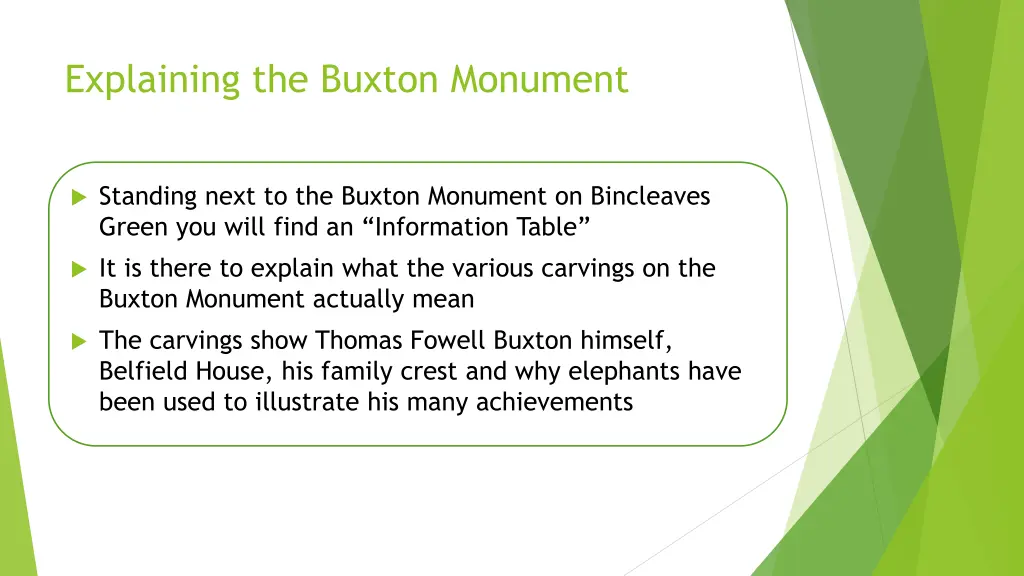 explaining the buxton monument