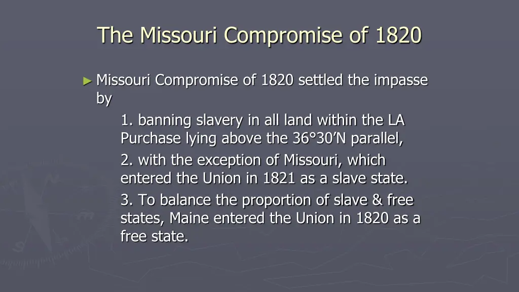 the missouri compromise of 1820