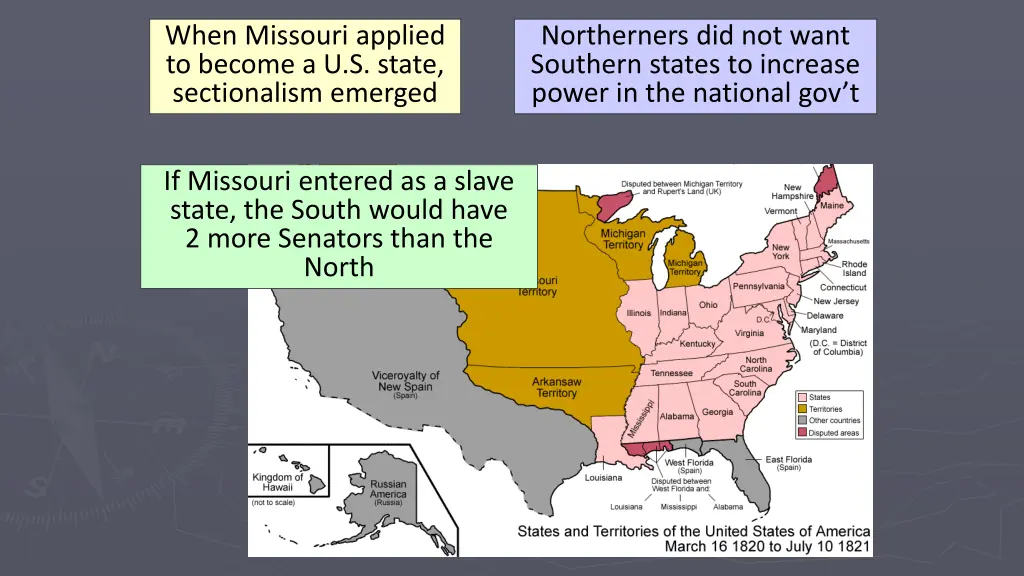 when missouri applied to become a u s state