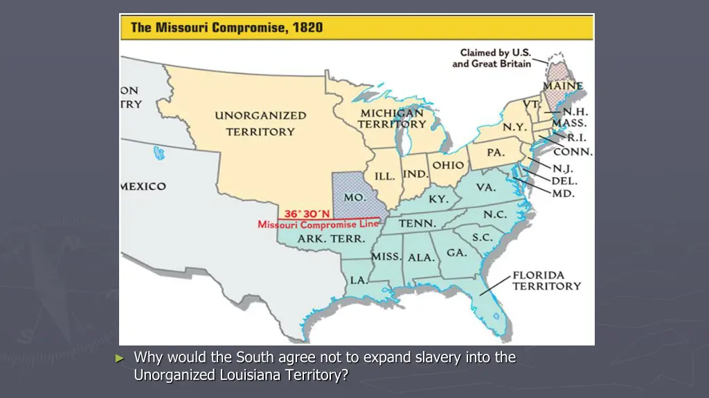 why would the south agree not to expand slavery