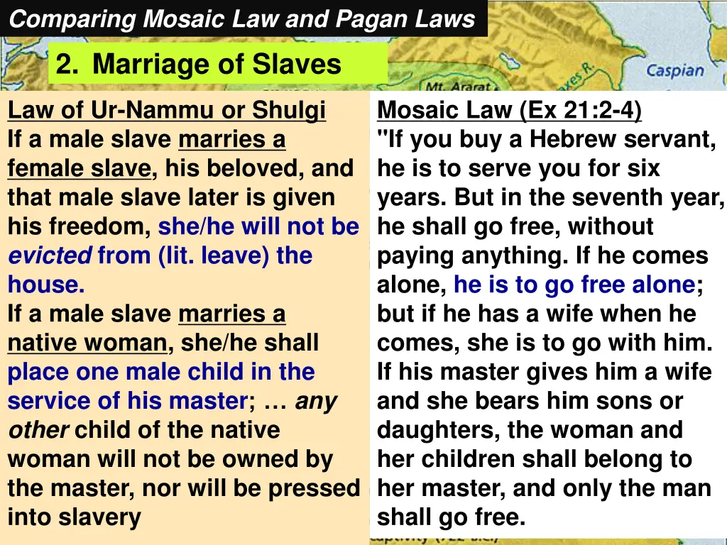 comparing mosaic law and pagan laws 1