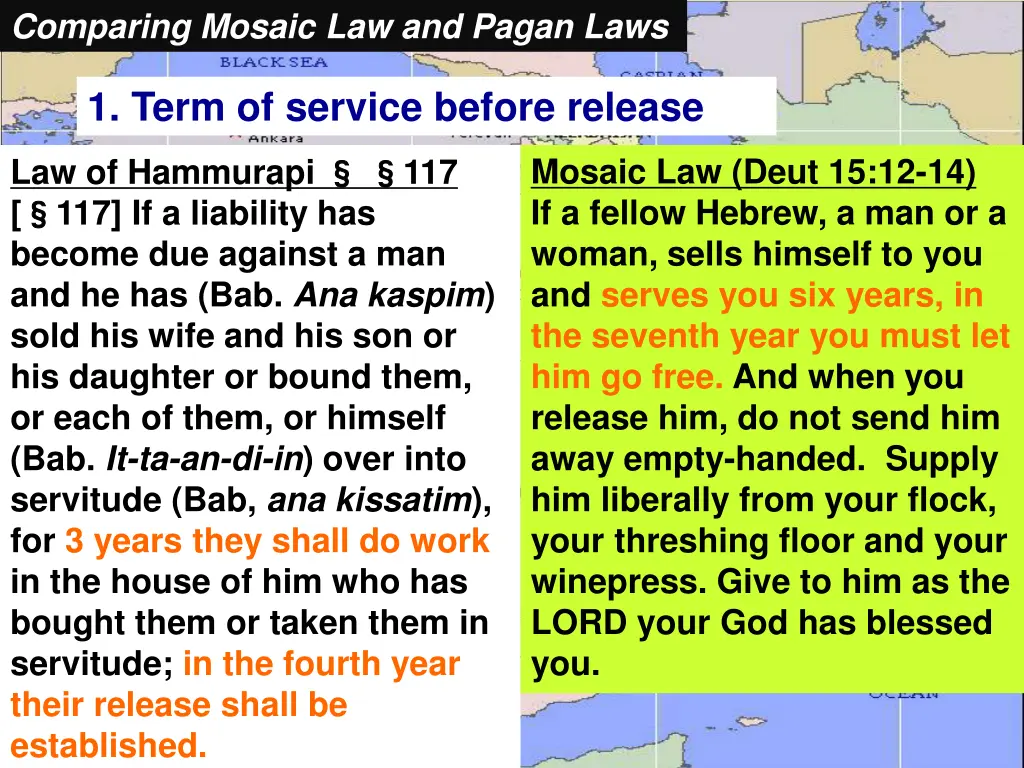 comparing mosaic law and pagan laws