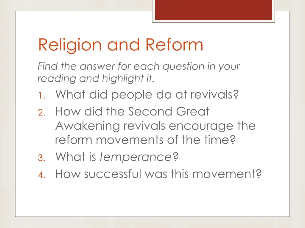 religion and reform