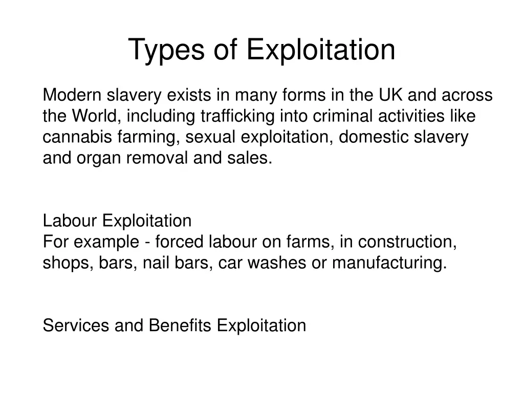 types of exploitation