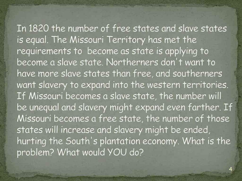 in 1820 the number of free states and slave