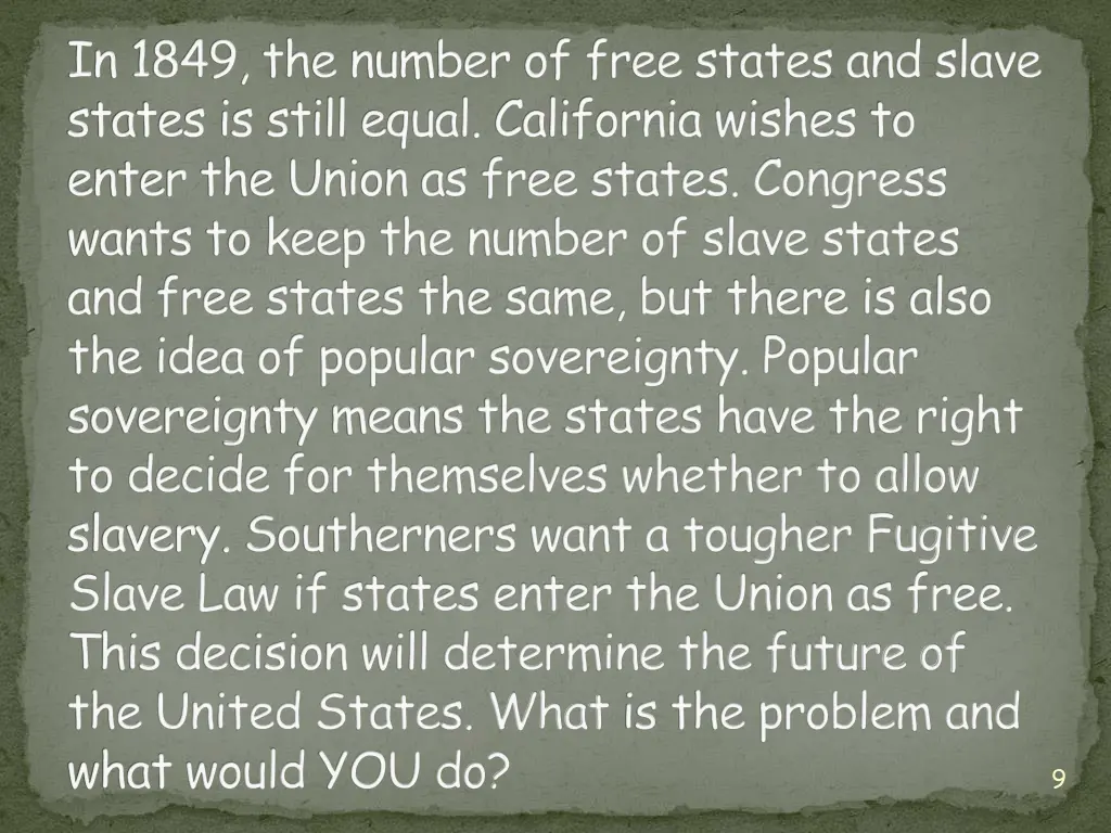 in 1849 the number of free states and slave