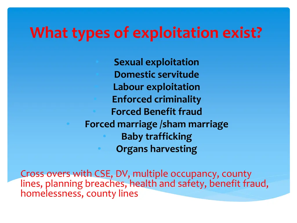 what types of exploitation exist