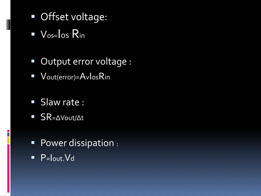 offset voltage v os i os r in