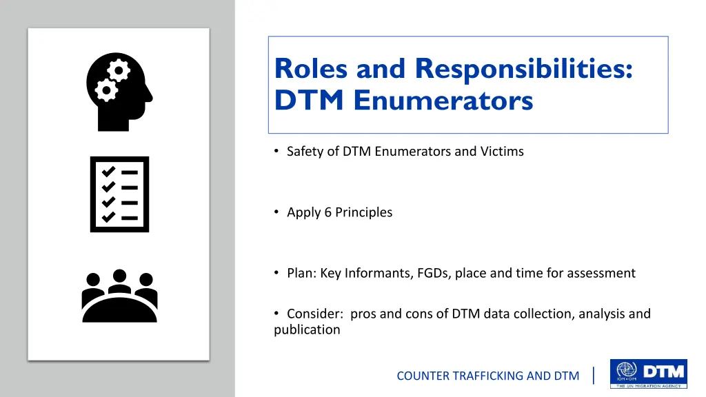 roles and responsibilities dtm enumerators