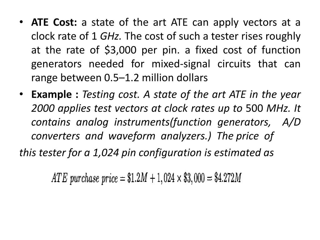 ate cost a state of the art ate can apply vectors