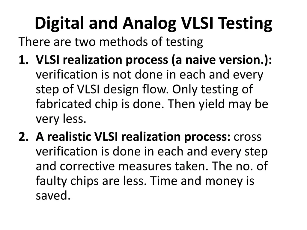 digital and analog vlsi testing there