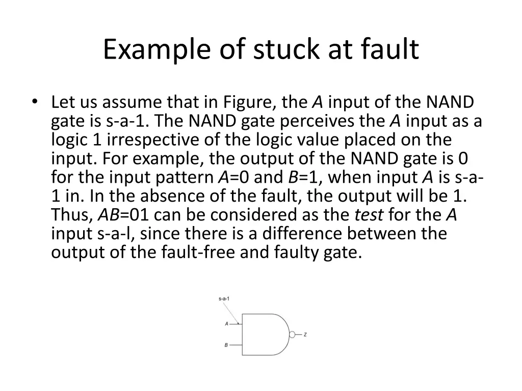 example of stuck at fault