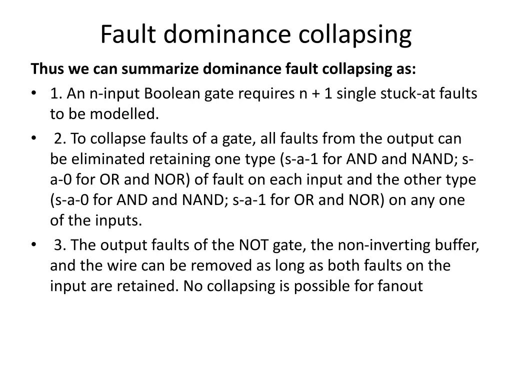 fault dominance collapsing