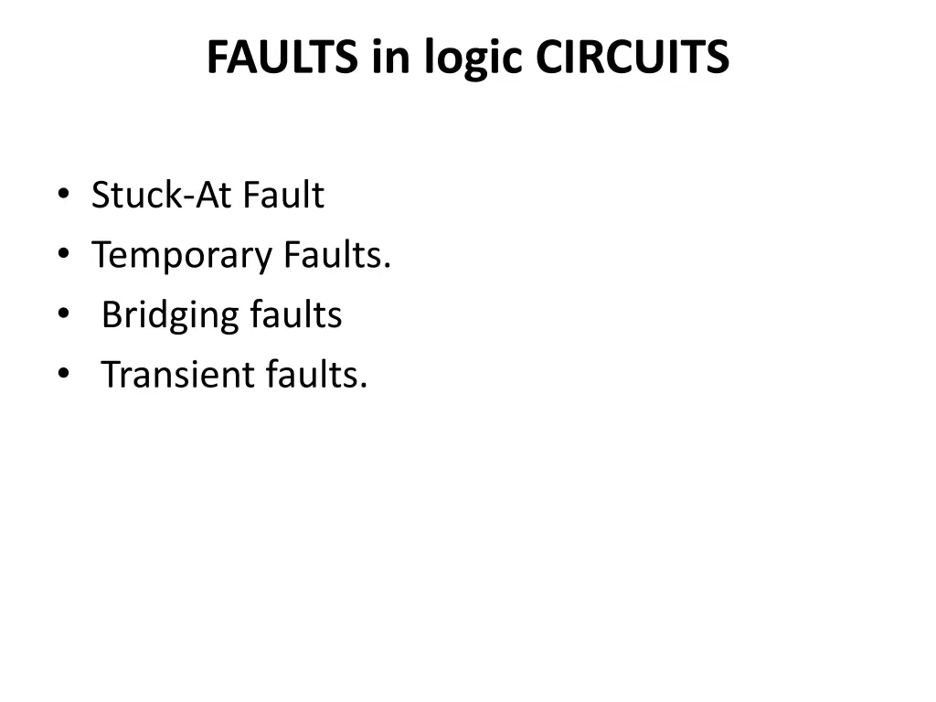 faults in logic circuits