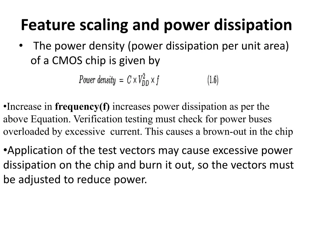 feature scaling and power dissipation the power