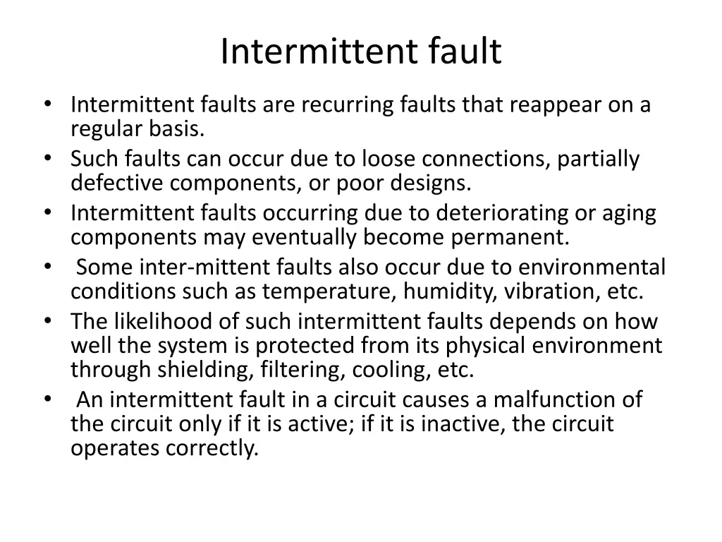 intermittent fault