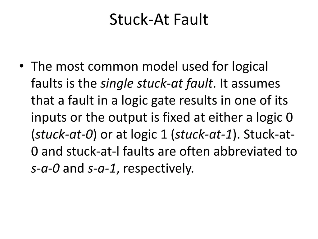 stuck at fault