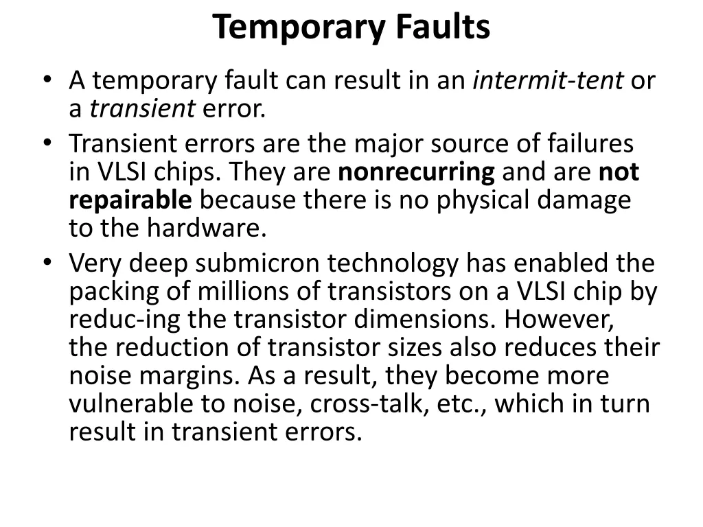 temporary faults