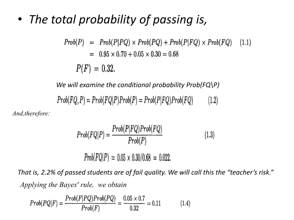 the total probability of passing is