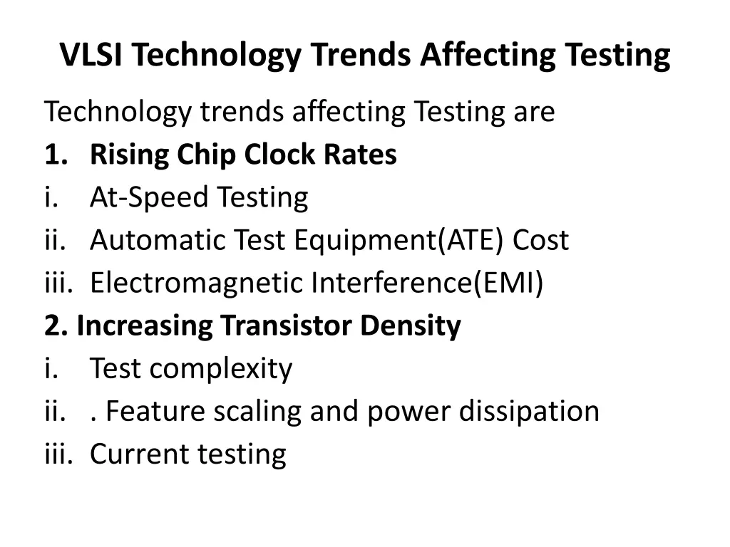 vlsi technology trends affecting testing