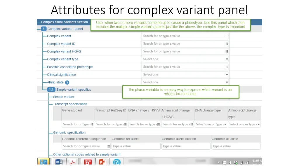 attributes for complex variant panel