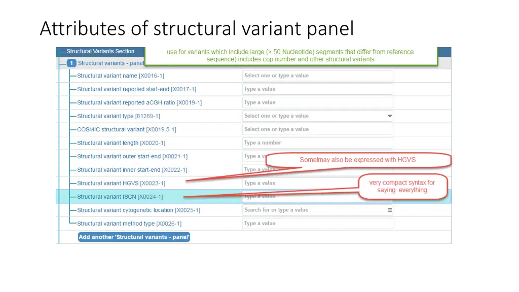 attributes of structural variant panel