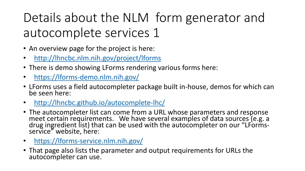 details about the nlm form generator