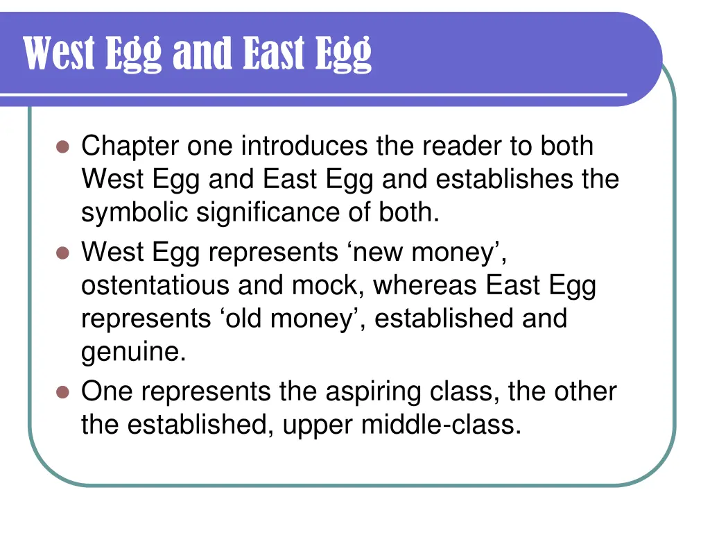 west egg and east egg